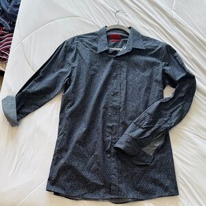 HUGO Dark Blue Patterned Button Down Shirt